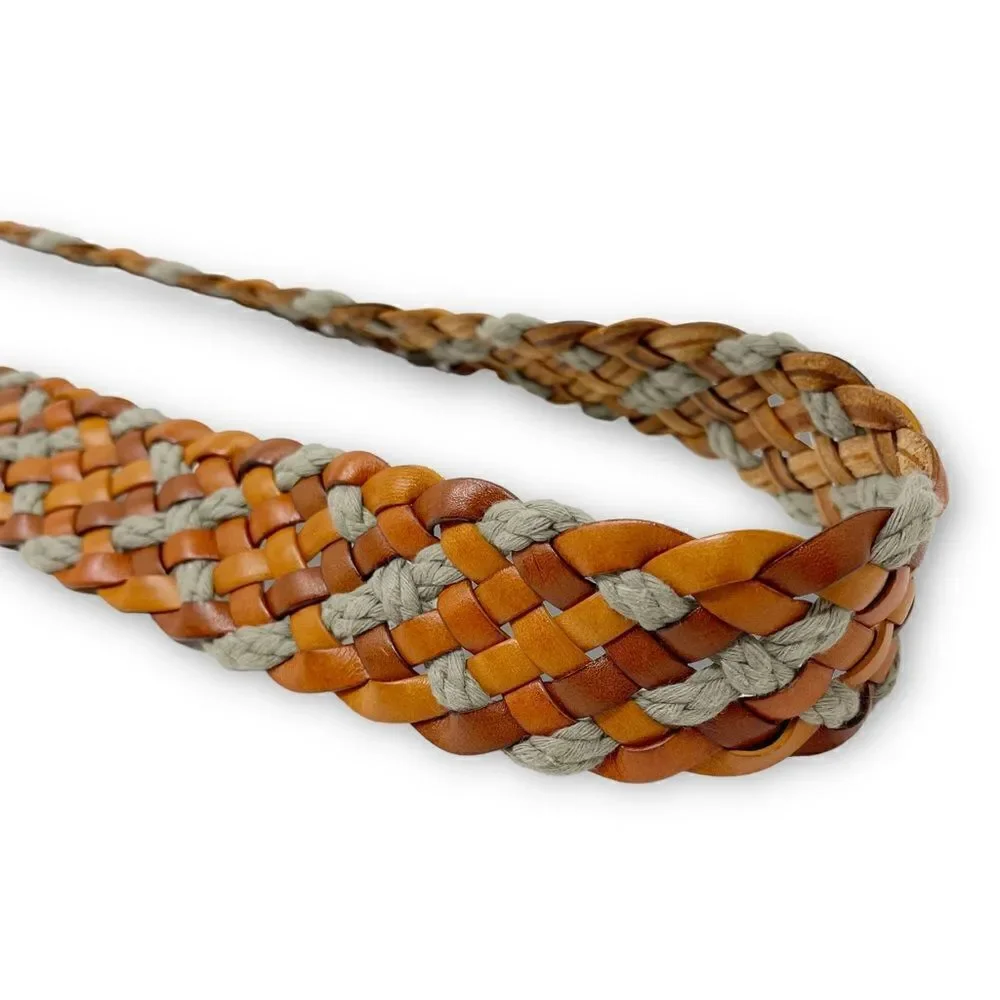 Woven Braided Basket Leather Belt Youth Size Medium